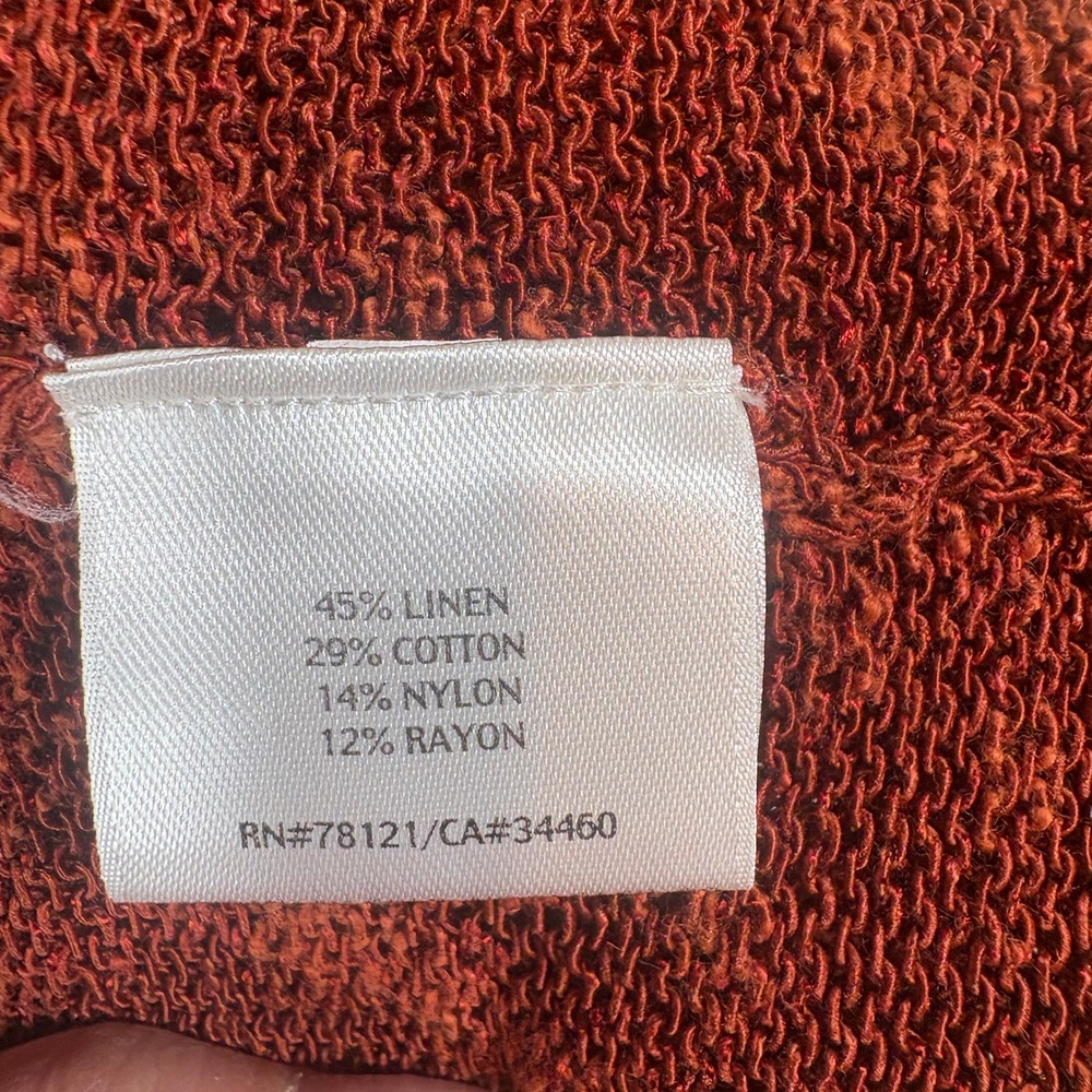Eileen Fisher Linen Blend Open Front Cardigan Large Burnt Orange Classic Mature - Picture 5 of 8